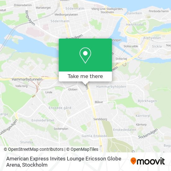 How to get to American Express Invites Lounge Ericsson Globe Arena in  Stockholm by Metro, Bus, Train or Light Rail?