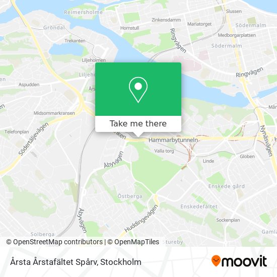 Årsta Årstafältet Spårv map