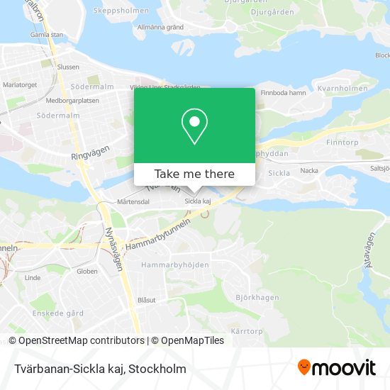 Tvärbanan-Sickla kaj map