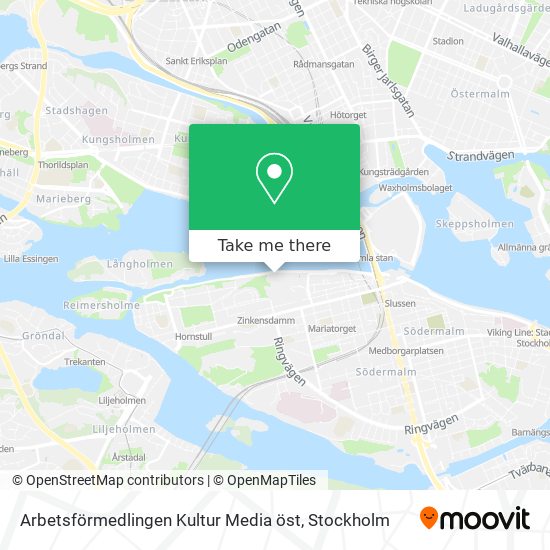 Arbetsförmedlingen Kultur Media öst map