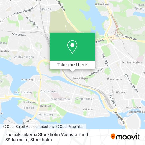 Fasciaklinikerna Stockholm Vasastan and Södermalm map