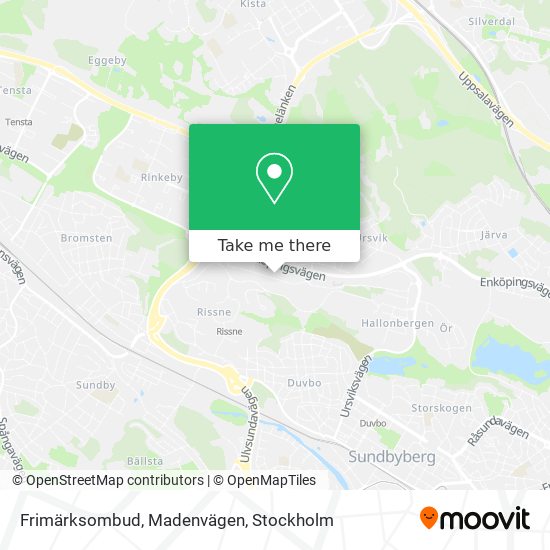 Frimärksombud, Madenvägen map