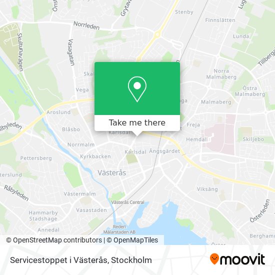 Servicestoppet i Västerås map