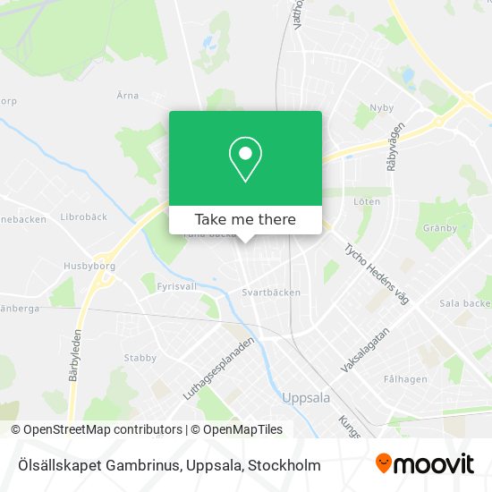 Ölsällskapet Gambrinus, Uppsala map