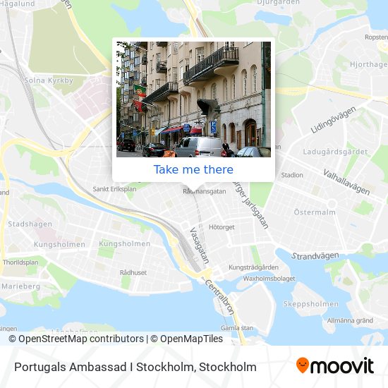 Portugals Ambassad I Stockholm map