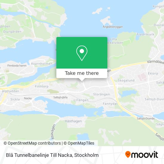 Blå Tunnelbanelinje Till Nacka map