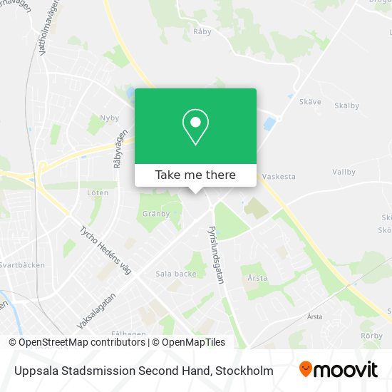 Uppsala Stadsmission Second Hand map