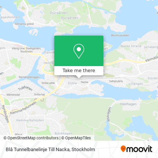 Blå Tunnelbanelinje Till Nacka map