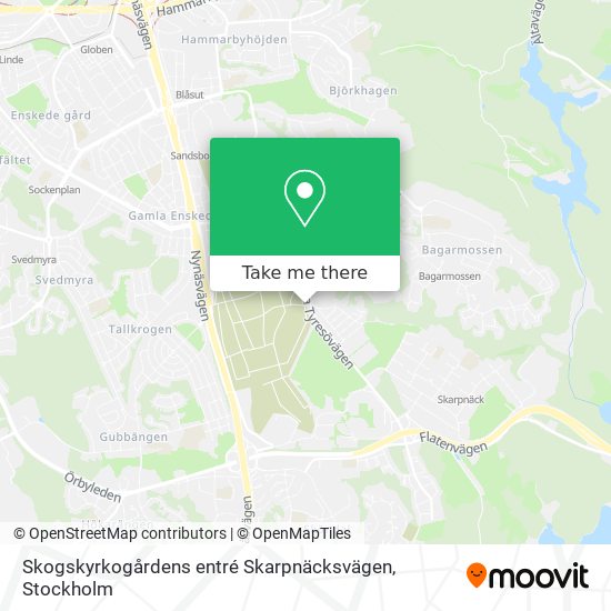 Skogskyrkogårdens entré Skarpnäcksvägen map