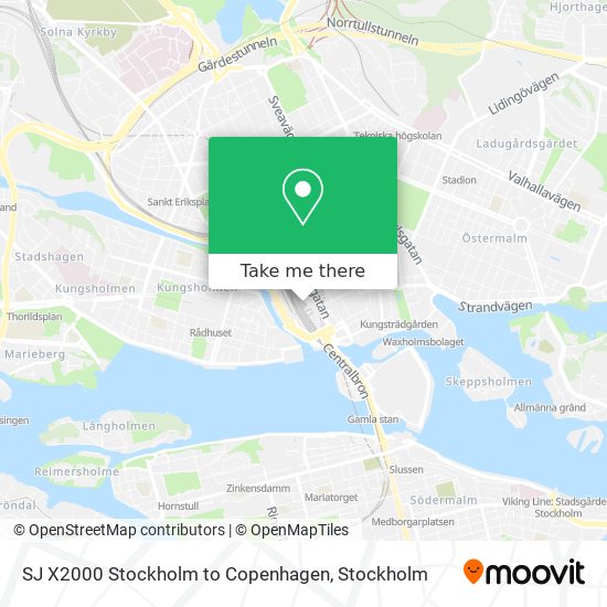 SJ X2000 Stockholm to Copenhagen map