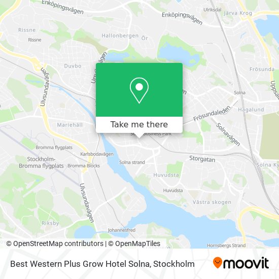 Best Western Plus Grow Hotel Solna map