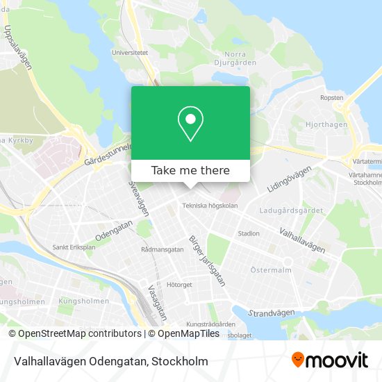 Valhallavägen Odengatan map