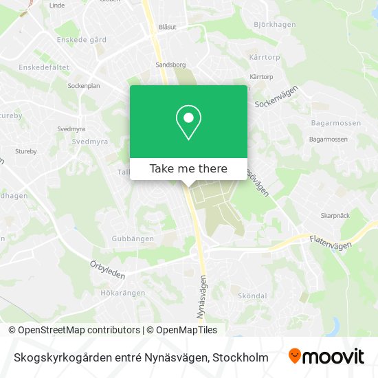 Skogskyrkogården entré Nynäsvägen map