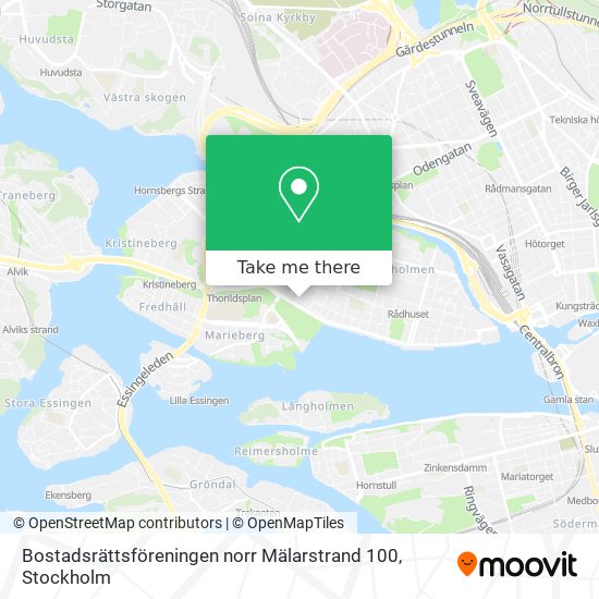 Bostadsrättsföreningen norr Mälarstrand 100 map