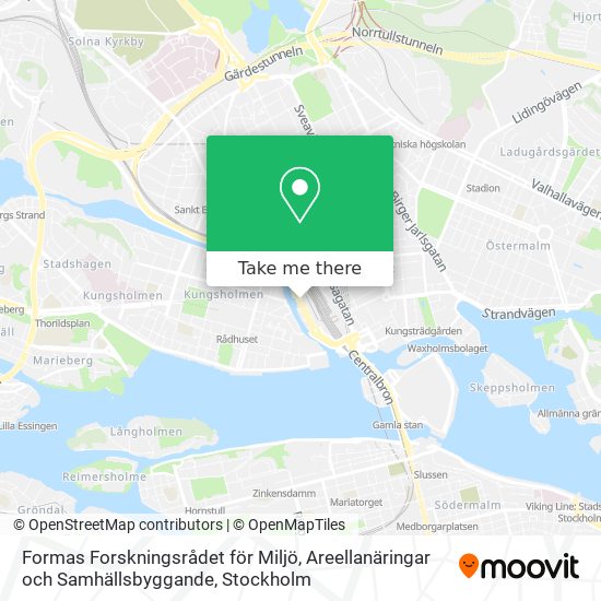 Formas Forskningsrådet för Miljö, Areellanäringar och Samhällsbyggande map