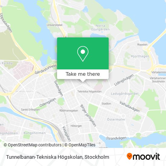 Tunnelbanan-Tekniska Högskolan map