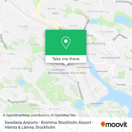 Swedavia Airports - Bromma Stockholm Airport - Hämta & Lämna map