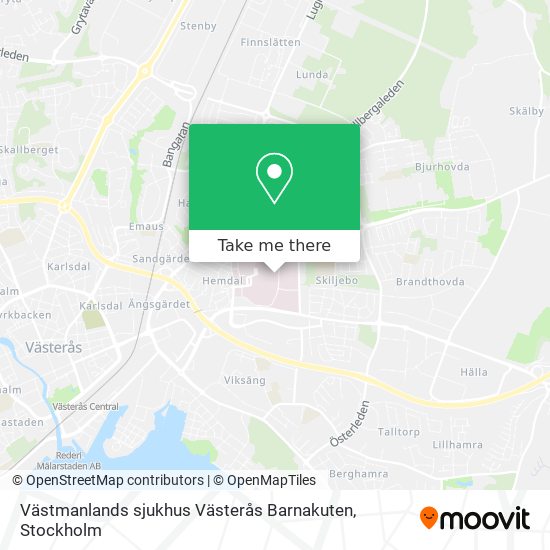 Västmanlands sjukhus Västerås Barnakuten map