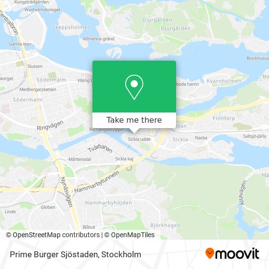 Prime Burger Sjöstaden map