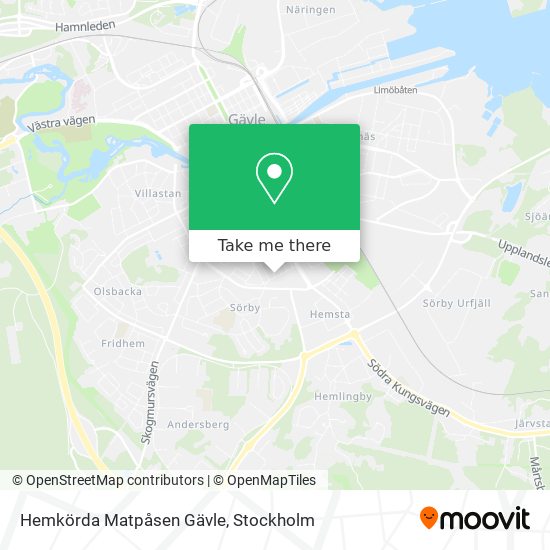 Hemkörda Matpåsen Gävle map