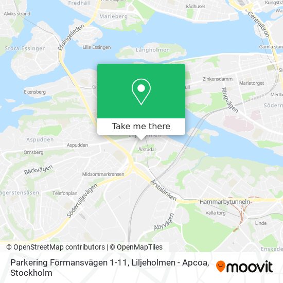 Parkering Förmansvägen 1-11, Liljeholmen - Apcoa map