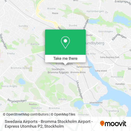 Swedavia Airports - Bromma Stockholm Airport - Express Utomhus P2 map