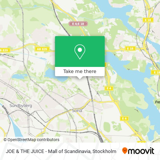 JOE & THE JUICE - Mall of Scandinavia map