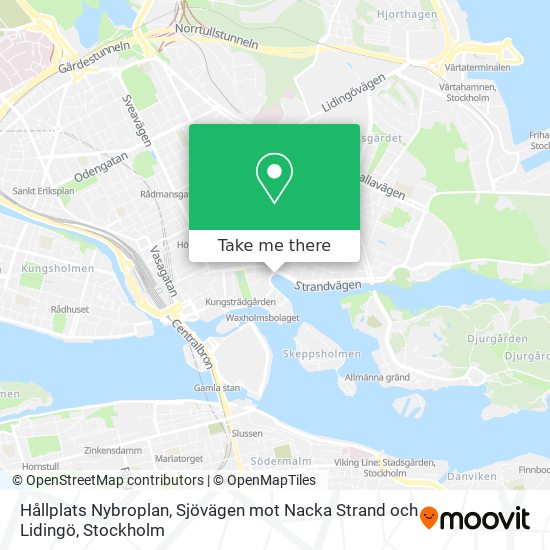 Hållplats Nybroplan, Sjövägen mot Nacka Strand och Lidingö map