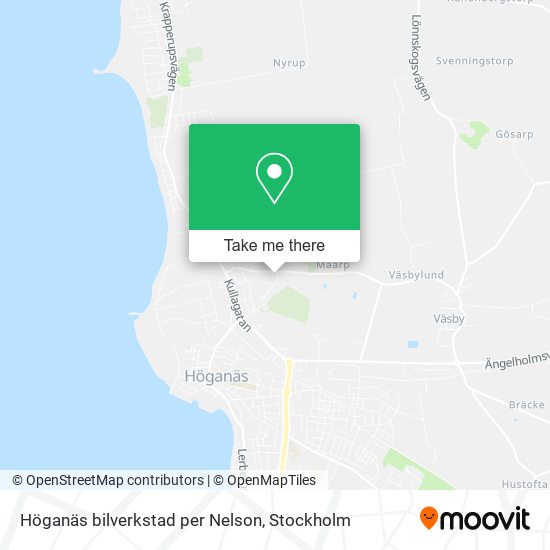 Höganäs bilverkstad per Nelson map