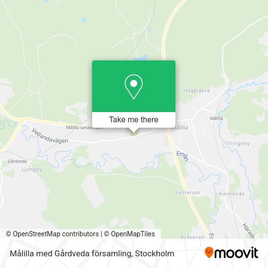 Målilla med Gårdveda församling map