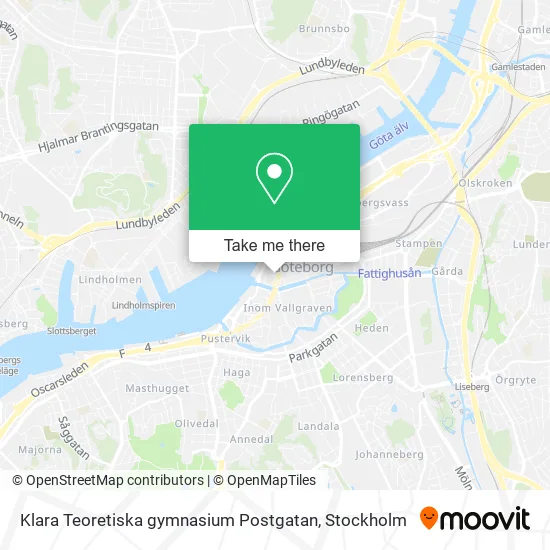 Klara Teoretiska gymnasium Postgatan map