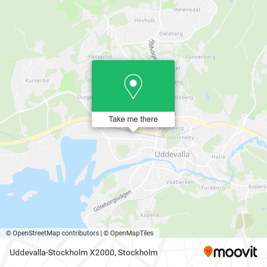 Uddevalla-Stockholm X2000 map