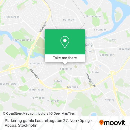 Parkering gamla Lasarettsgatan 27, Norrköping - Apcoa map