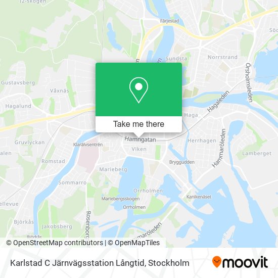 Karlstad C Järnvägsstation Långtid map