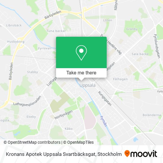 Kronans Apotek Uppsala Svartbäcksgat map