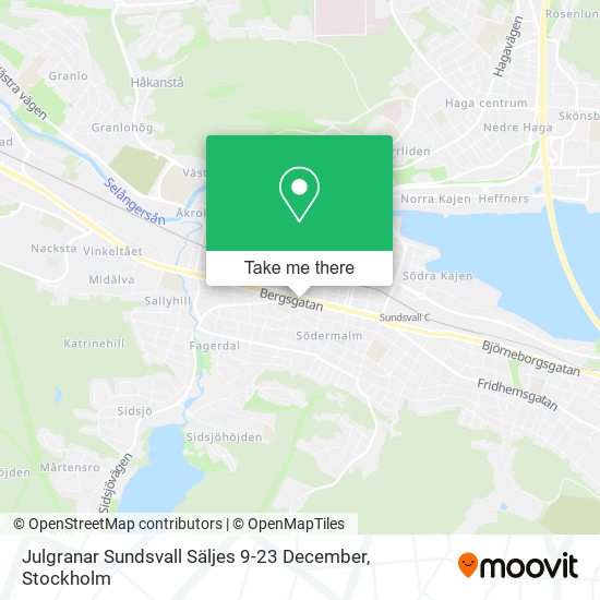 Julgranar Sundsvall Säljes 9-23 December map