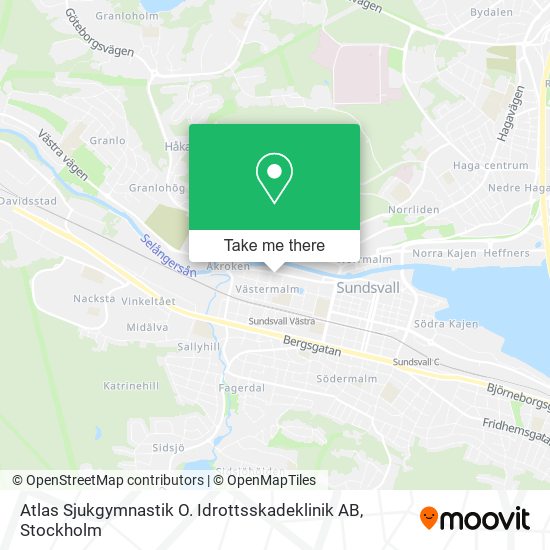 Atlas Sjukgymnastik O. Idrottsskadeklinik AB map