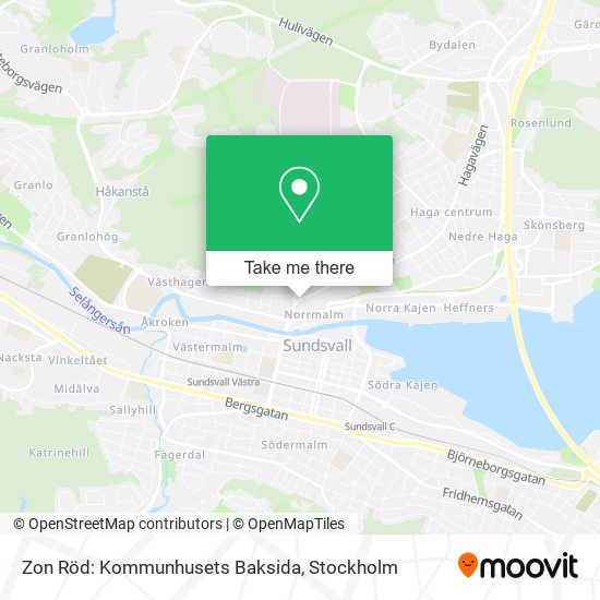 Zon Röd: Kommunhusets Baksida map