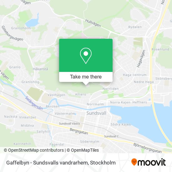 Gaffelbyn - Sundsvalls vandrarhem map