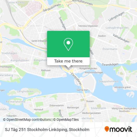 SJ Tåg 251 Stockholm-Linköping map