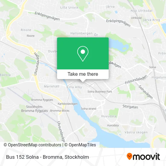 Bus 152 Solna - Bromma map