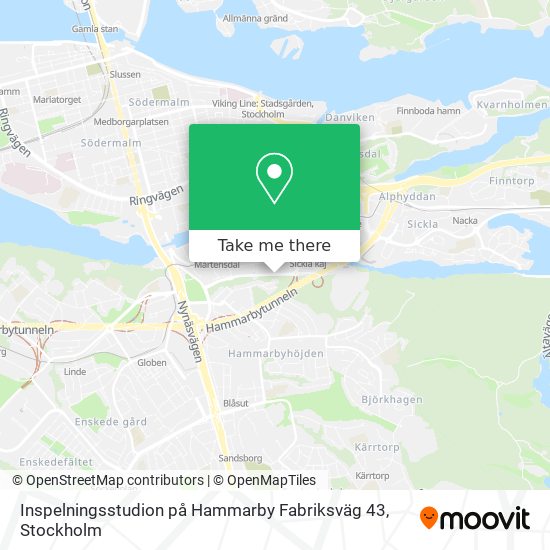 Inspelningsstudion på Hammarby Fabriksväg 43 map