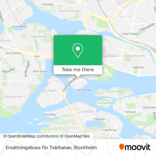 Ersättningsbuss för Tvärbanan map