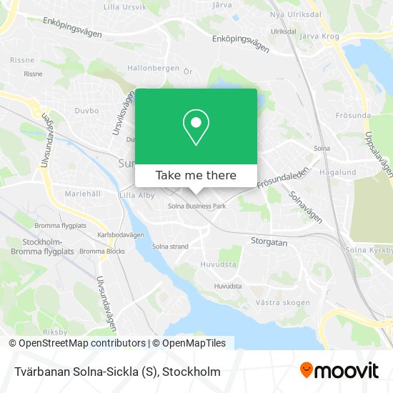 Tvärbanan Solna-Sickla map