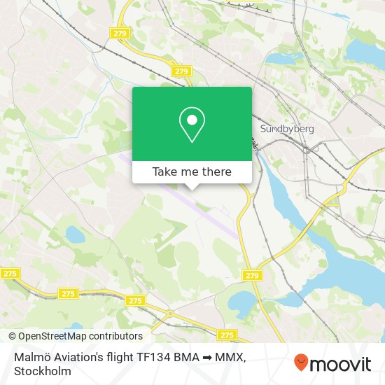 Malmö Aviation's flight TF134 BMA ➡ MMX map