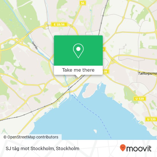 SJ tåg mot Stockholm map