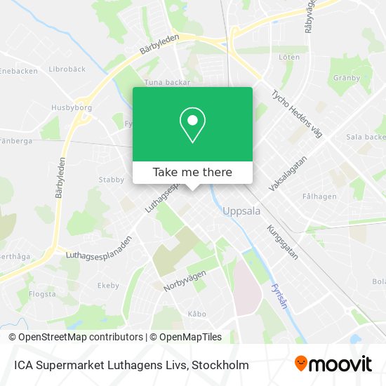ICA Supermarket Luthagens Livs map