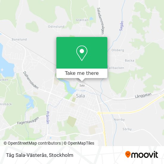 Tåg Sala-Västerås map