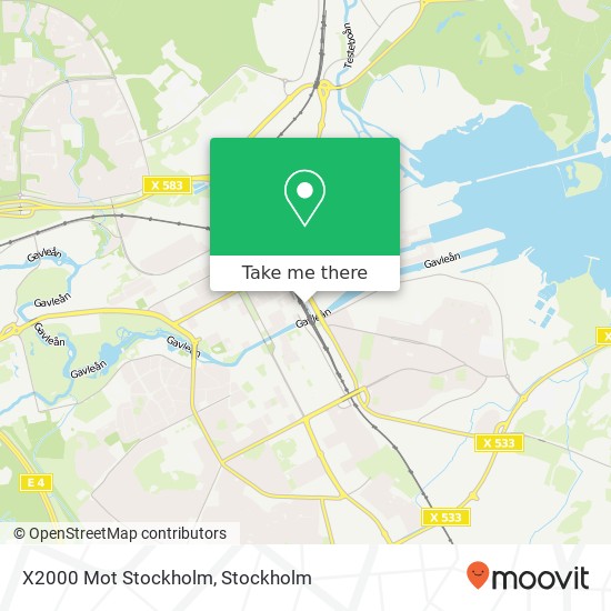 X2000 Mot Stockholm map