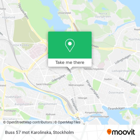 Buss 57 mot Karolinska map